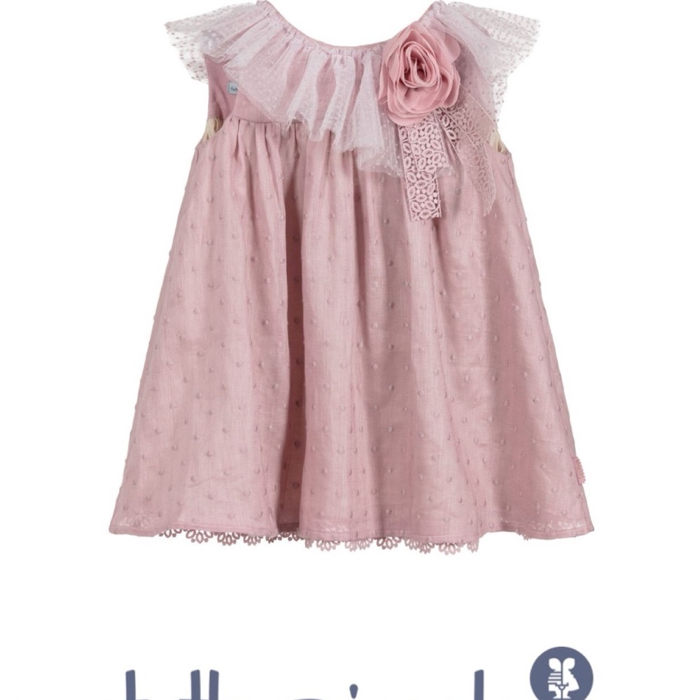 Tutto Piccolo sz 4  dusky pink linen Spanish dress